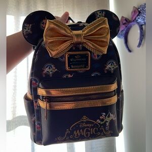Disney Cruise Line DCL Magic Loungefly Backpack Bow Blue Gold  Goofy BNWT